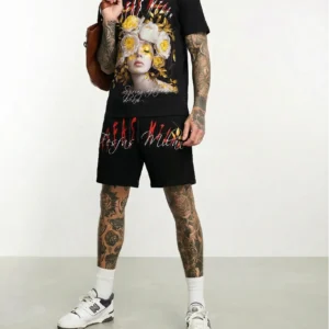 Alternative view of Modvero flower goddess-print T-shirt Set | Black | Men