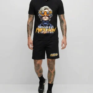 Alternative view of Modvero tiger eyes-print Polo Set | Men | Black