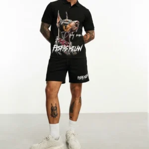 Alternative view of Modvero doberman-print Polo Set | Men | Black