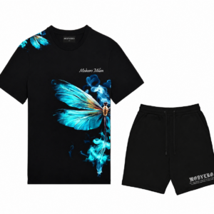 Modvero blue dragonfly-print T-shirt Set | Black | Men