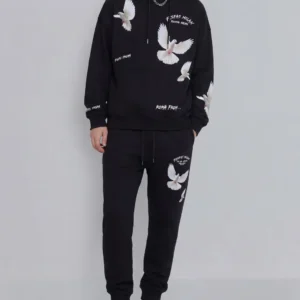 Alternative view of Modvero pigeons-print Hoodie | Black | Men